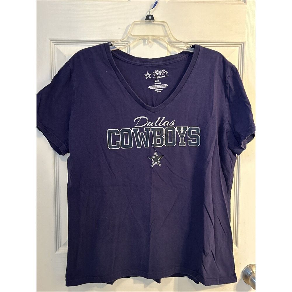 Authentic Dallas Cowboys/Woman's Blue 2XL Shirt Sparkle Cotton‎